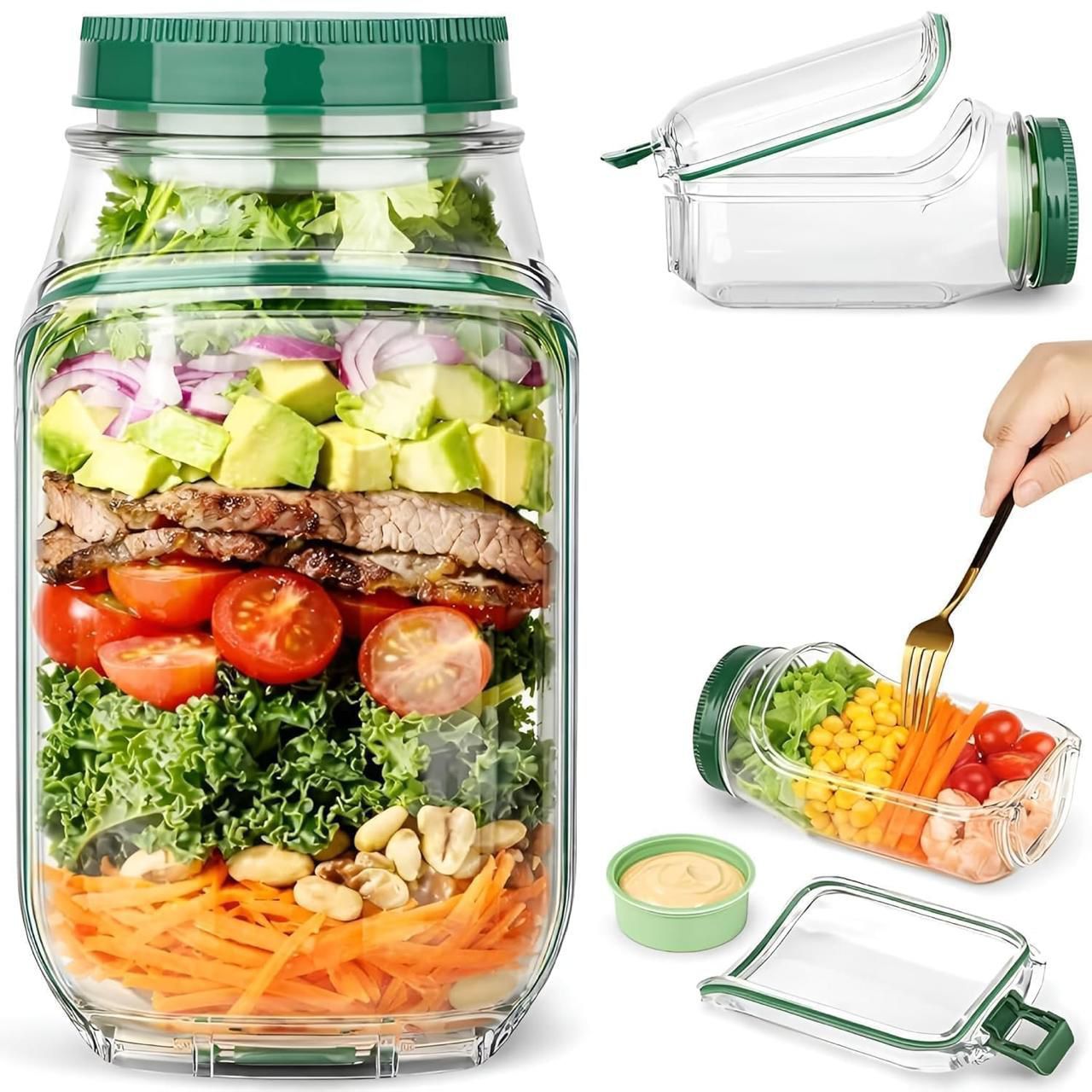 Kitchar Freshbox - Leakproof layered salad jar