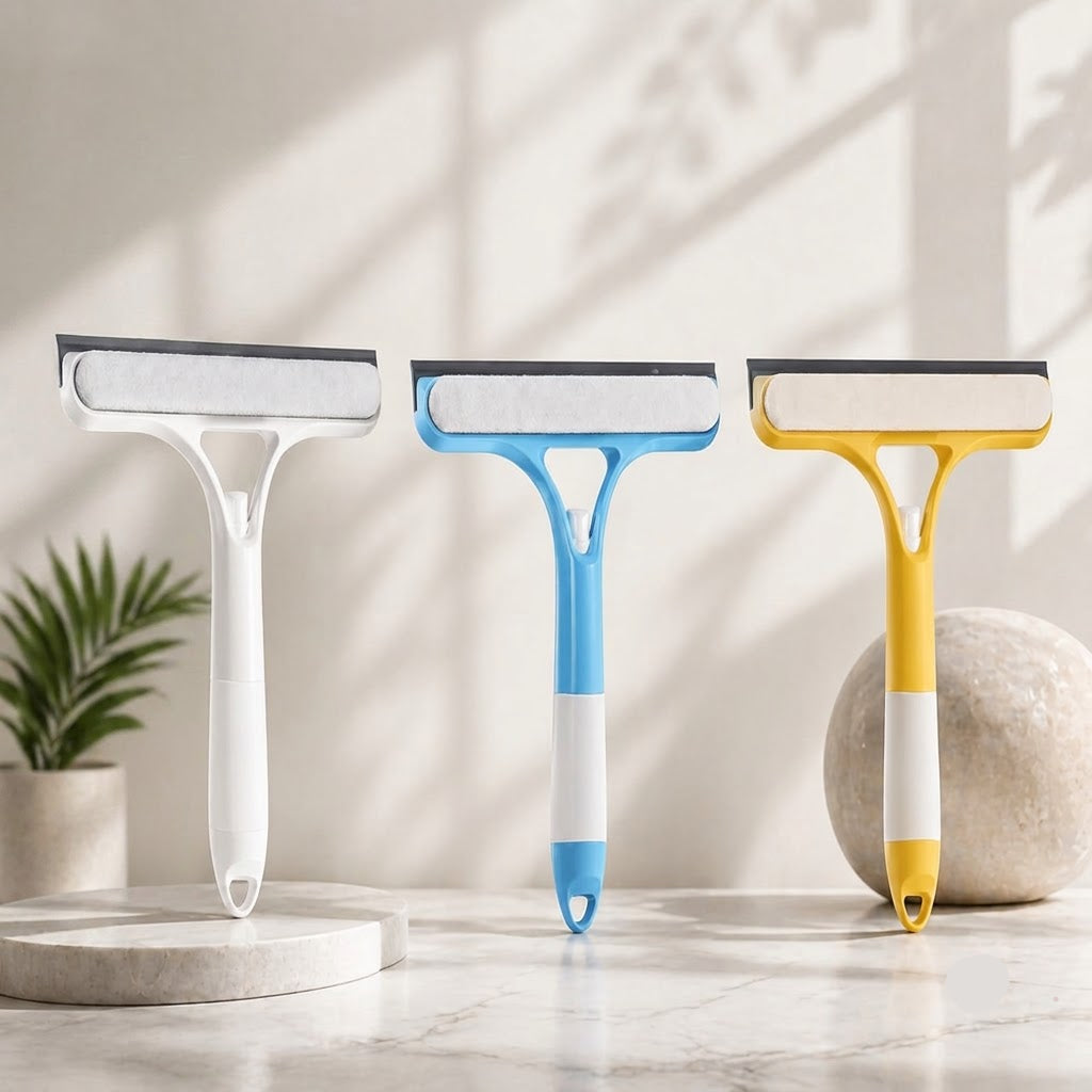 Multi-Purpose Window Cleaning Wiper with Spray & Scraper