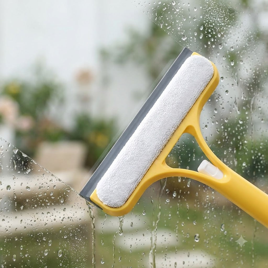 Multi-Purpose Window Cleaning Wiper with Spray & Scraper