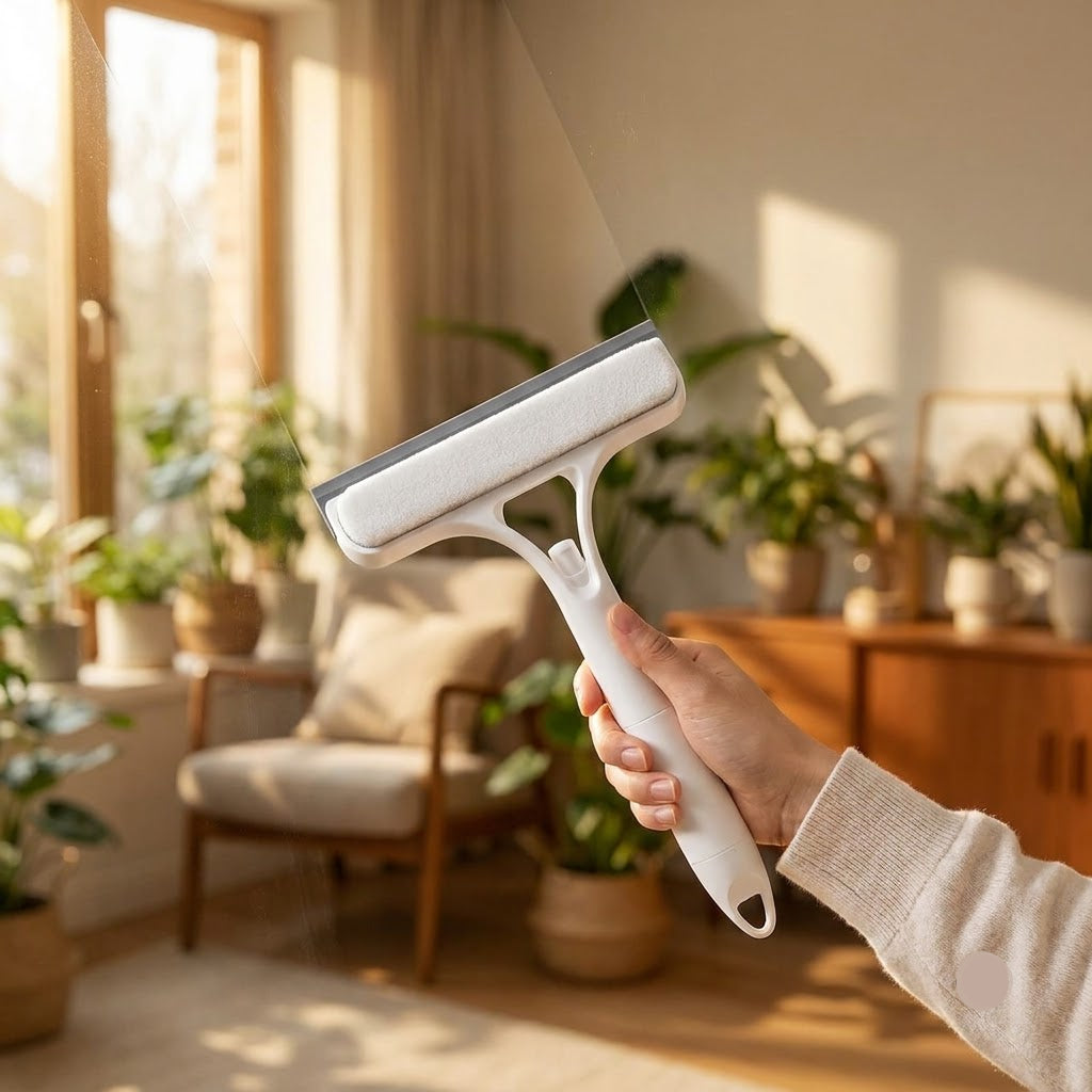 Multi-Purpose Window Cleaning Wiper with Spray & Scraper