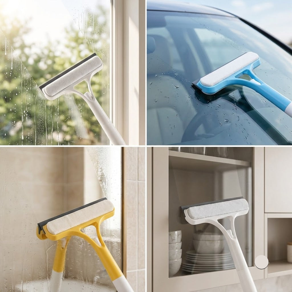 Multi-Purpose Window Cleaning Wiper with Spray & Scraper