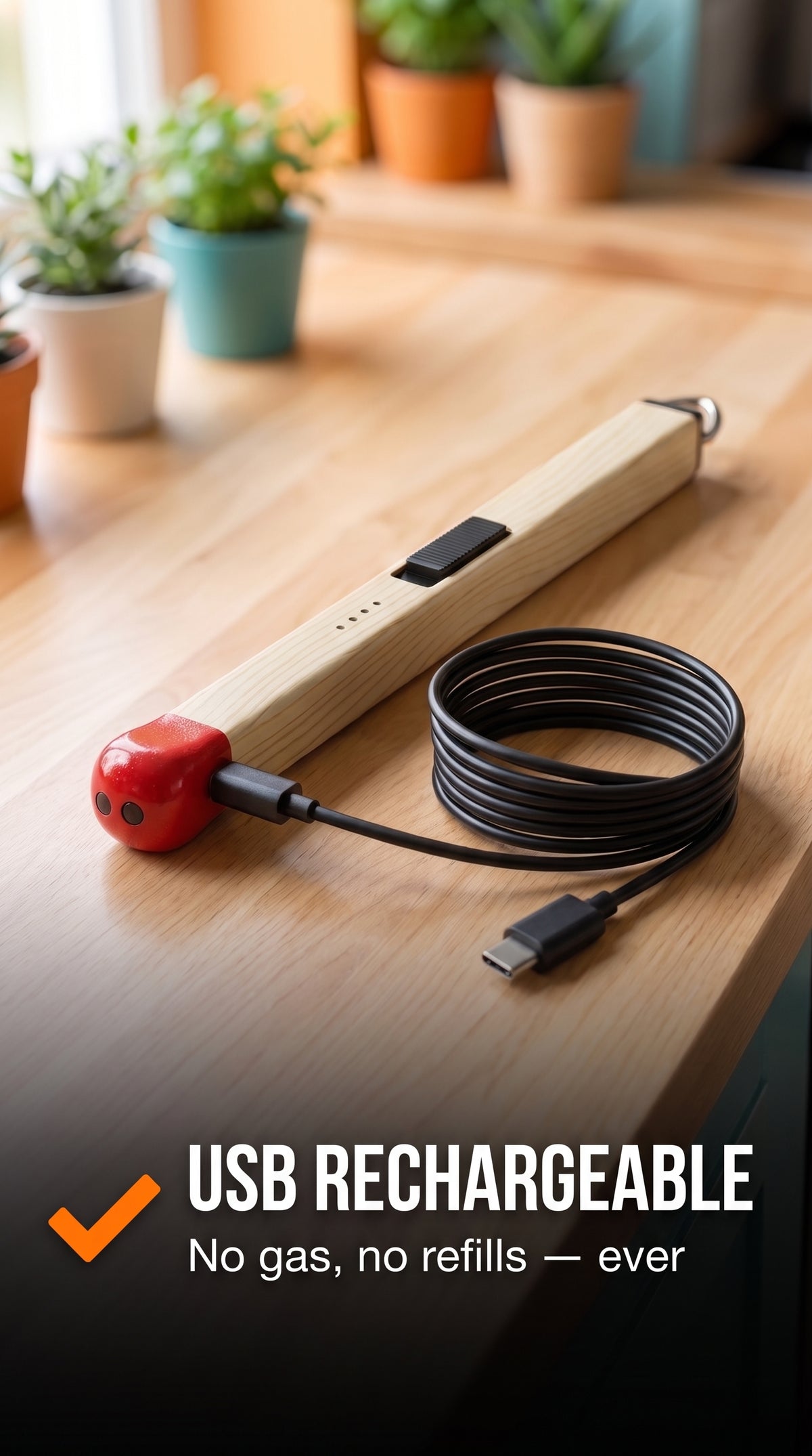 Kitchar FlameStick — Rechargeable Arc Lighter